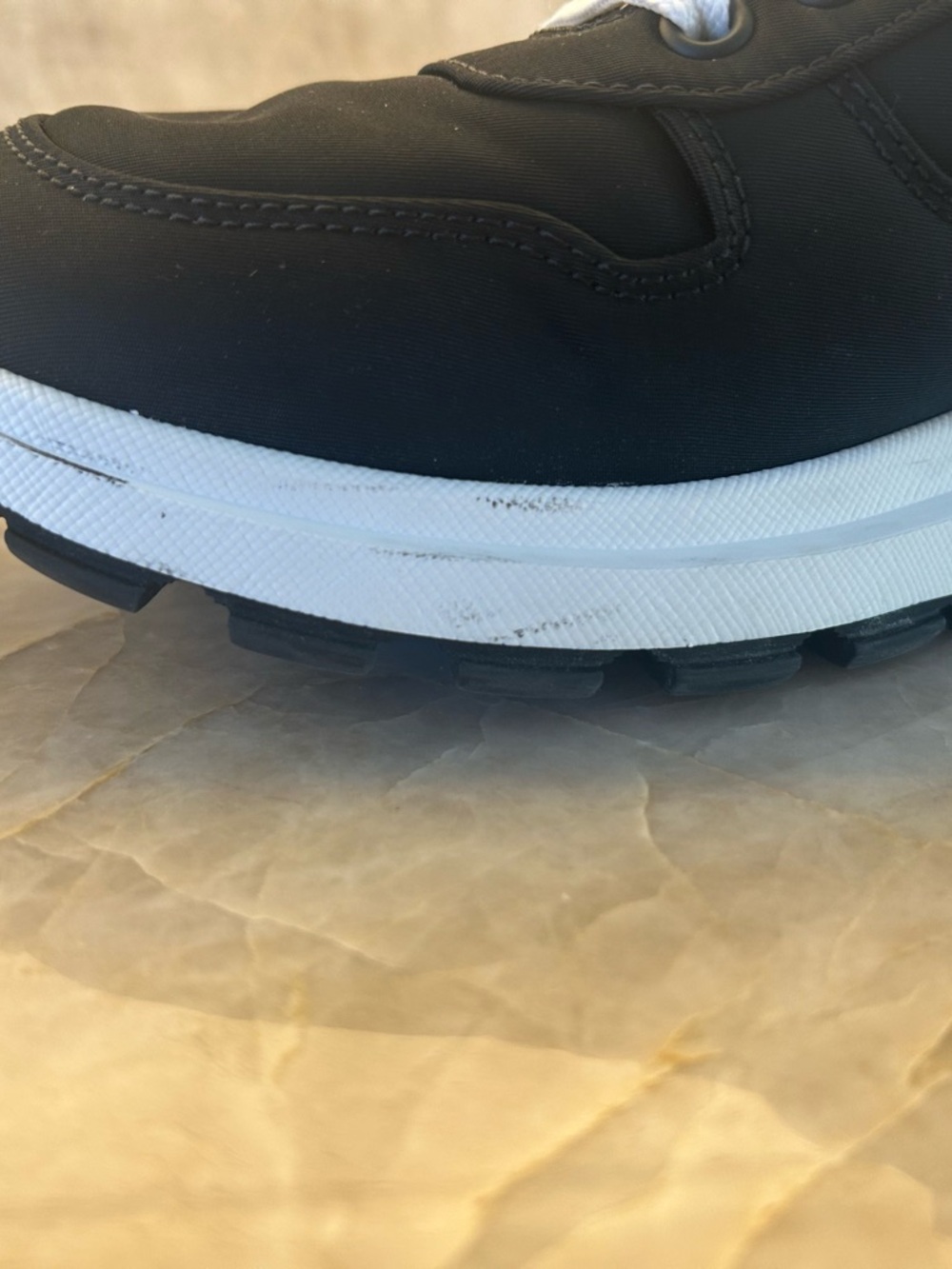 Prada Black and White Men’s Milano Runner Sneakers with Logo Patch - Picture 8 of 16